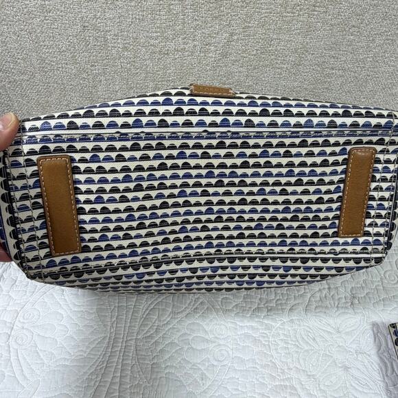 Fossil Blue White Leather Explorer Tote Bag with Matching Billfold Wallet Travel - Picture 8 of 13